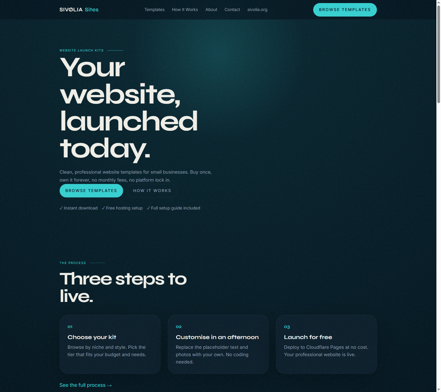 Homepage screenshot of sites.sivolia.org in a browser frame